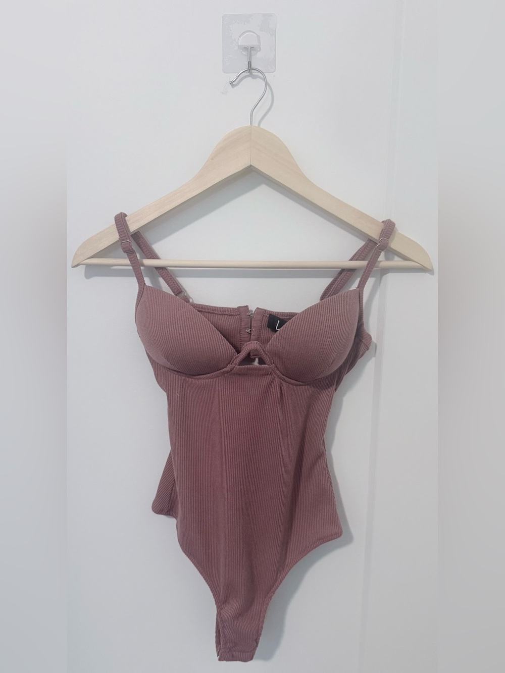 Lulus Ribbed Mauve-Strap Bodysuit Tank Top